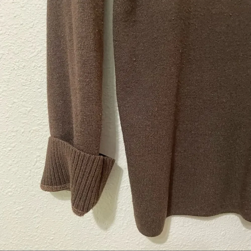 The North Face Brown Knit Quarter Zip Sweater Mens M Cotton Wool Blend Fall